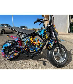MINIMOTO ELÉCTRICA PARA NIÑOS 36V Y 300W - BATERÍA LITIO, COLORIDA - ECOX-ZLAC-07/PINTURACOLORIDA
